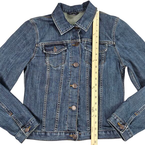 Lands End Jean Jacket Womens Small Denim Trucker Casual Classic Preppy - Picture 11 of 13